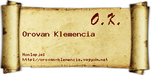 Orovan Klemencia névjegykártya